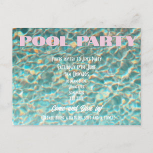 Retro Fun Pool Party Invitation Postcard