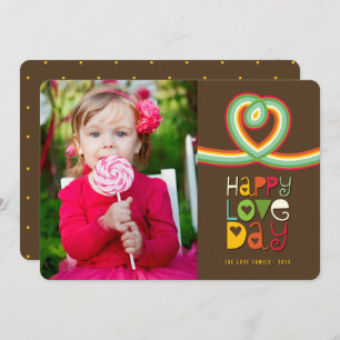 Retro Fun Rainbow Loop Valentine's Day Photo Cards