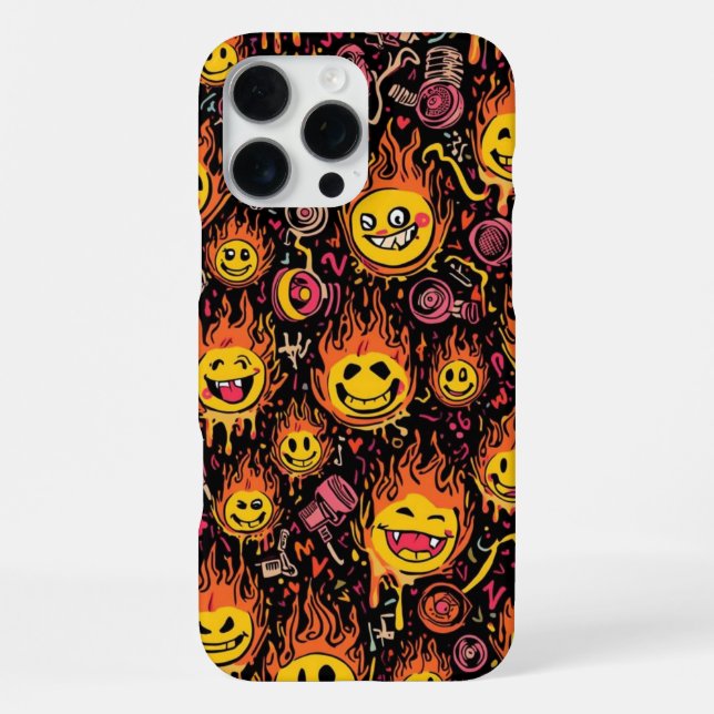 Retro Fun Smile Faces Fireballs 80s Fan iPhone Case (Back)