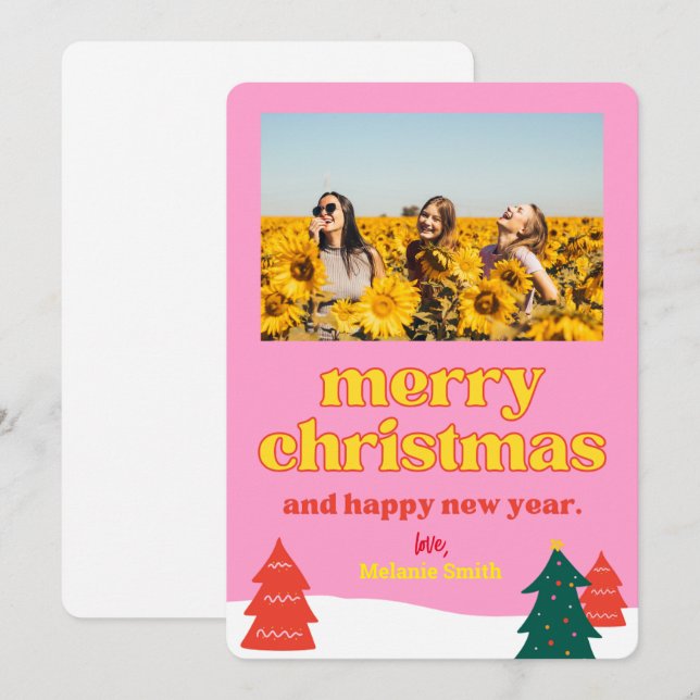Retro Fun Vibe Christmas Greeting Card (Front/Back)