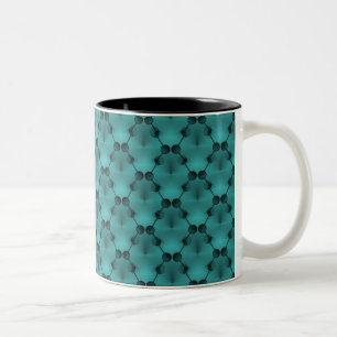 Retro Funk Circles Mug, Sparkling Teal Two-Tone Coffee Mug