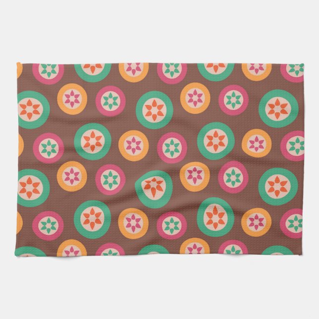 Retro Funky 70s Pattern Kitchen Towel (Horizontal)