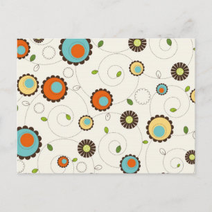 Retro Funky 70s Pattern Postcard