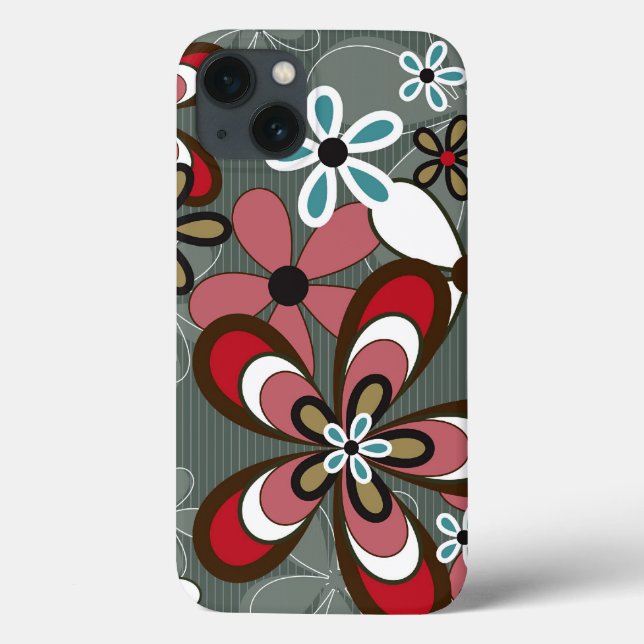 Retro Funky Art Abstract Flower Power Phone Case (Back)