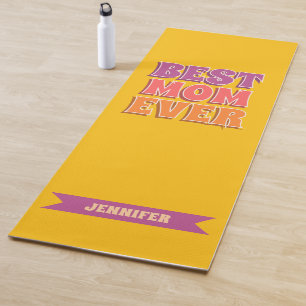 Retro Funky Colourful Best Mom Ever Custom Name Yoga Mat