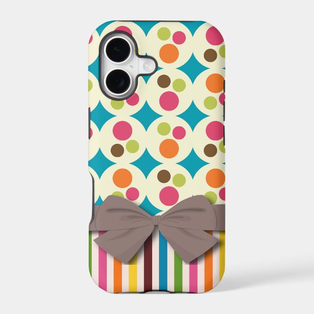 retro funky dots and stripes pattern with faux bow (Back)