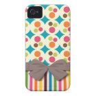 retro funky dots and stripes pattern with faux bow
