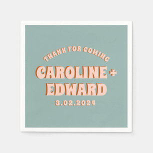 Retro Funky Groovy Colorful Pink Wedding Napkin