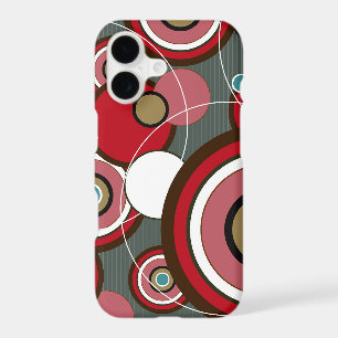 Retro Funky Groovy Red Circles Abstract Mod Art