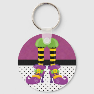 Retro Funky Halloween Witch Shoes Keychain