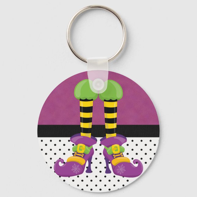 Retro Funky Halloween Witch Shoes Keychain (Front)