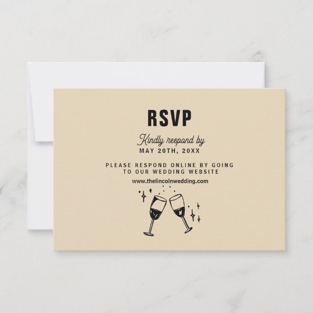 Retro Funky Modern Wedding RSVP Card (Front)