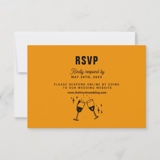 Retro Funky Modern Wedding RSVP Card (Front)