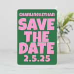 Retro Funky Pink Green  Save the Date QR code<br><div class="desc">Retro Funky Pink GREEN Save the Date</div>