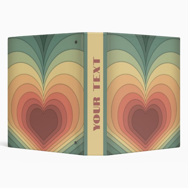 Retro Funky Romantic Monogram Heart Binder (Background)