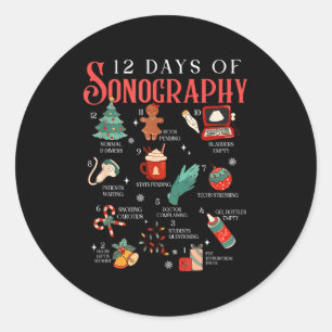 Retro Funny 12 Days Of Sonography Ultrasound Tech Classic Round Sticker