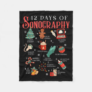 Retro Funny 12 Days Of Sonography Ultrasound Tech Fleece Blanket