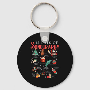Retro Funny 12 Days Of Sonography Ultrasound Tech  Keychain