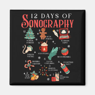 Retro Funny 12 Days Of Sonography Ultrasound Tech  Magnet
