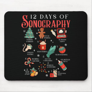 Retro Funny 12 Days Of Sonography Ultrasound Tech  Mouse Pad