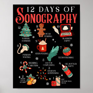 Retro Funny 12 Days Of Sonography Ultrasound Tech  Poster