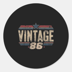Retro Funny 1986 Vintage 40th Birthday 40 Years Ol Classic Round Sticker