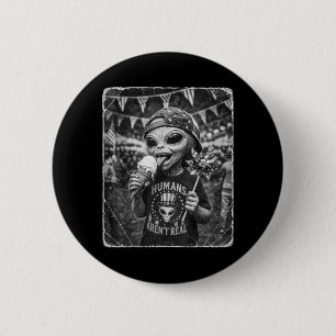 Retro Funny Alien Patriotic Ufo Aamerican Usa Flag 2 Inch Round Button