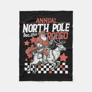 Retro Funny Annual North Le Rodeo Santa Cowboy Mer Fleece Blanket