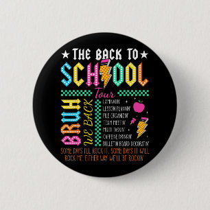Retro Funny Back To School Tour Teacher Lightning  2 Inch Round Button