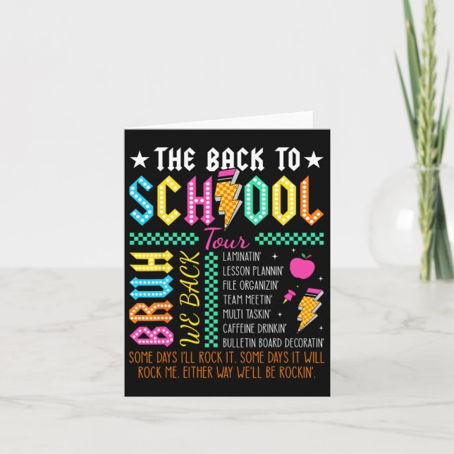 Retro Funny Back To School Tour Teacher Lightning  Card (Front)