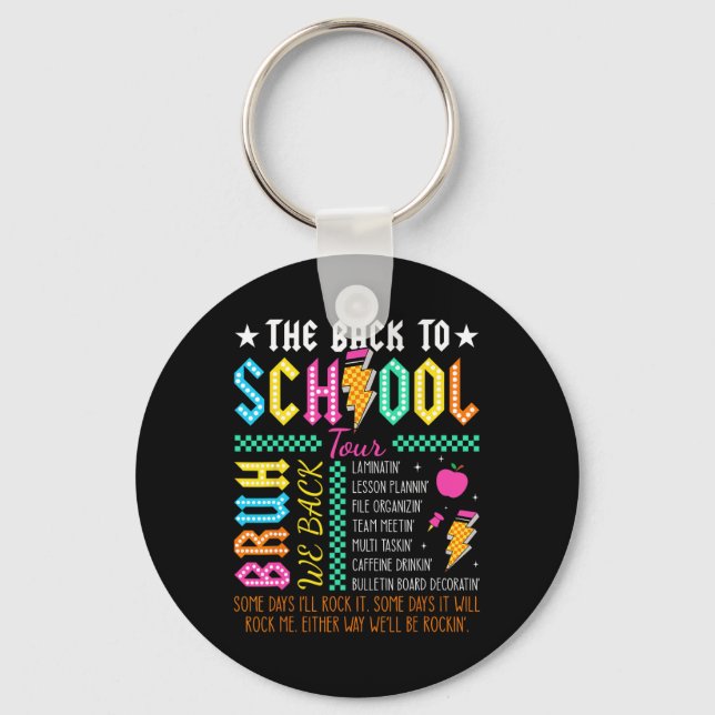 Retro Funny Back To School Tour Teacher Lightning  Keychain (Front)