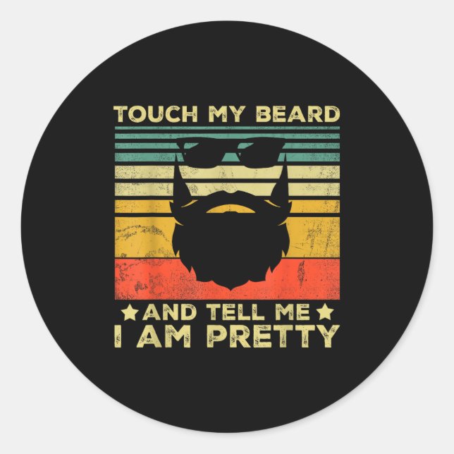 Retro Funny Beard Quote Gift For Bearded Men And L Classic Round Sticker (Front)