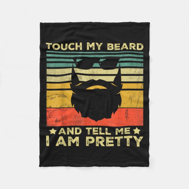 Retro Funny Beard Quote Gift For Bearded Men And L Fleece Blanket (Front)