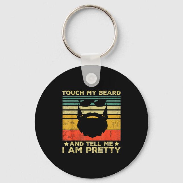 Retro Funny Beard Quote Gift For Bearded Men And L Keychain (Front)