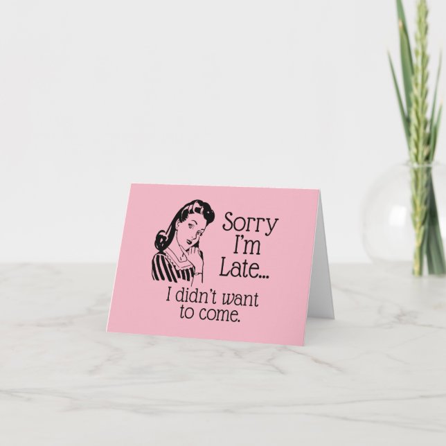 Retro Funny Being Late Card (Front)