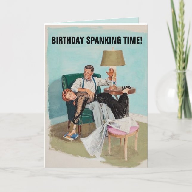RETRO FUNNY BIRTHDAY OTK SPANKING CARD FOR HER (Front)