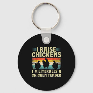 Retro Funny Chicken Lover Gift – I Raise Chickens Keychain