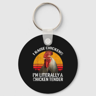 Retro Funny Chicken Lover Gift – I Raise Chickens Keychain