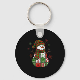 Retro Funny Christmas Patchwork Snowman Xmas Holid Keychain