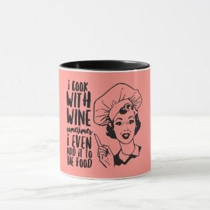 Retro Funny Cooking with Wine Mug