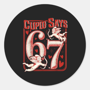 Retro Funny Cud Says 6 7 Six Seven Couples Valenti Classic Round Sticker