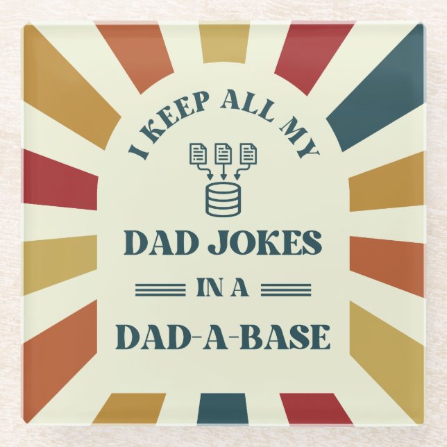 Retro Funny Dad Jokes Fathers day gift for dad  Glass Coaster (Front)