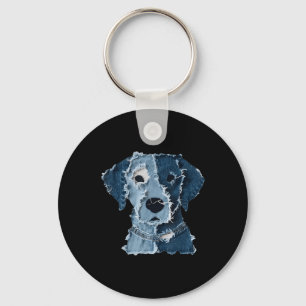 Retro Funny Denim Patch Animal Dog Keychain