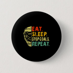 Retro Funny Eat Sleep Stop Goals Repeat Ice Hockey 2 Inch Round Button