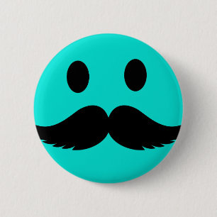 Retro Funny Face with Moustache Stache 2 Inch Round Button