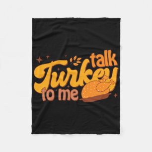 Retro Funny Fall Autumn Thanksgiving Cute Talk Tur Fleece Blanket