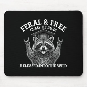 Retro Funny Feral Raccoon Graduation Cl Of 2026 Mouse Pad