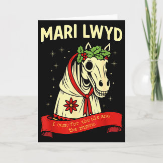 Retro Funny Folklore Skeleton Horse Mari Lwyd Yule Card