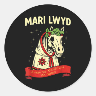 Retro Funny Folklore Skeleton Horse Mari Lwyd Yule Classic Round Sticker