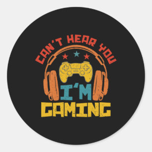 Retro Funny Gamer Headset Sorry Can't Hear You I'm Classic Round Sticker